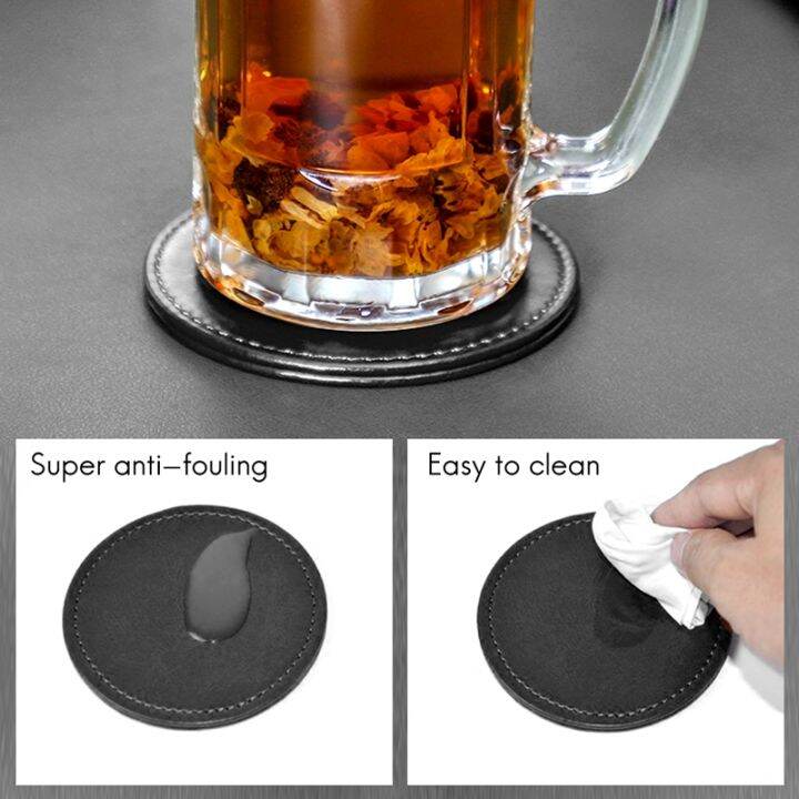 set-of-6-leather-drink-coasters-round-cup-mat-pad-for-home-and-kitchen-use-black