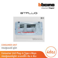 BTicino ตู้คอนซูเมอร์ ยูนิต (ปลั๊ก-อิน) 4ช่อง Consumer Unit Plug-In BTPLUG รุ่น BTCN4 สั่งซื้อได้ที่ร้าน BTicino