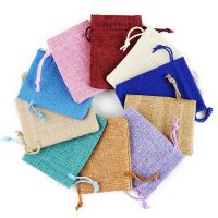 50Pcs/Lot 7x9 8x10cm Drawstring Burlap Jute Size Jewelry Wedding With