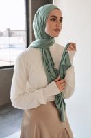 【CW】 JTVOVO 2021 New Muslim Color Jersey Hijab Breathable Mercerized Cotton Wrap Scarf Headscarf Turban Veil