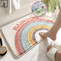 Cute Rainbow Flocking Balcony Carpet Non-slip Bathroom Mat Shaggy Soft Entrance Doormat Cartoon Children Bedroom Rugs Home Decor