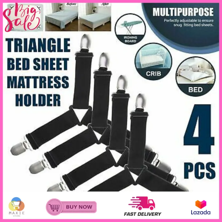 Triangle Bed Mattress Sheet Corner Clips 4pcs Grippers Adjustable