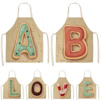 Letter Alphabet Kitchen Apron Sleeveless Cotton Linen Kids Aprons For Cooking Baking bbq Home Cleaning Tools 53*65cm MC0029