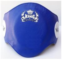 เป้าท้องท็อปคิงส์ หนังแท้ สีน้ำเงิน ( Size M,L,XL) ป้องกันหน้าท้อง Top King  Belly Protector Pads TKBPUV Navy Blue Training Muay Thai MMA K1