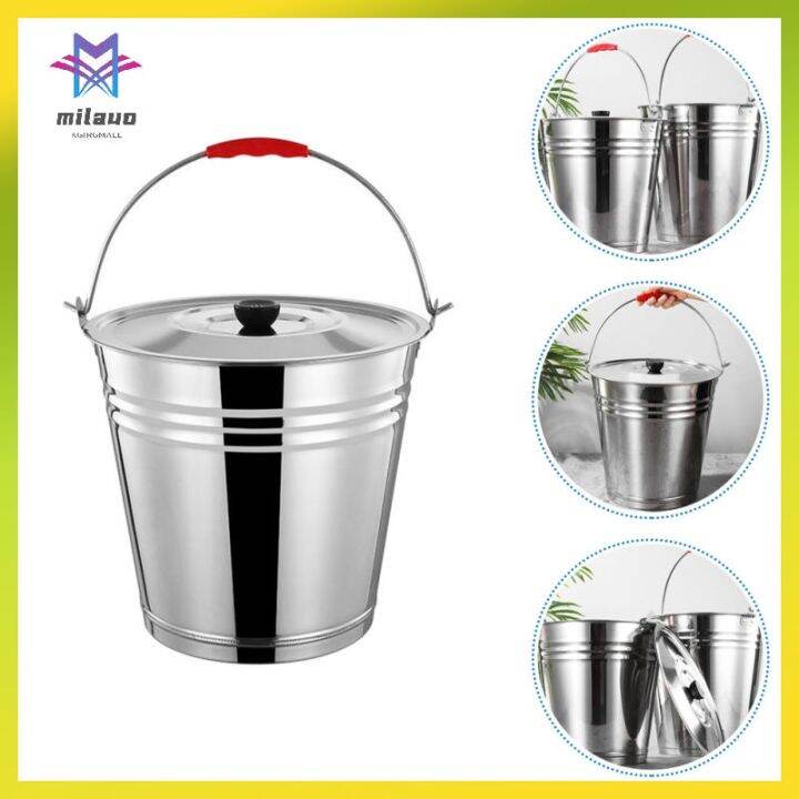 Charcoal Bucket Stainless Steel Containers Tin Buckets Outdoor Ash Bin ...