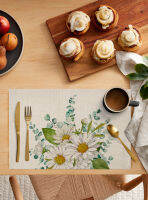 46 Pcs Placemat ดอกไม้ Daisies Eucalyptus ใบครัว Placemat ตกแต่งบ้านโต๊ะรับประทานอาหาร Mats กาแฟ Coaster Mat