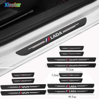 4PCS Car Sill Scuff Anti Scratch Carbon Fiber Protector Auto Door Stickers Decal Car Tuning For Lada Granta NIVA Electrical Connectors