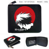 Death Note กระเป๋าสตางค์หนังสั้นสำหรับเด็กผู้ชาย,กระเป๋าใส่เงินหนัง PU แบบมีซิปพิมพ์ลายการ์ตูนสำหรับนักเรียนกระเป๋าถือลำลองแฟชั่นบุคลิกภาพสำหรับเด็ก