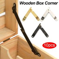 10PCS Furniture Cupboard  Lid Stays Antique Fold Jewelry Case Support Box Support Rod Case Hinge Wooden Box Corner Door Hardware Locks