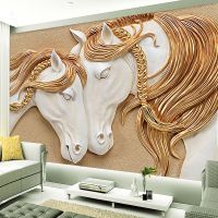 High Quality Custom Photo Wallpaper 3D Stereo Embossed Horse Living Room TV Backdrop Wall Mural Art Painting Mural Wall Paper