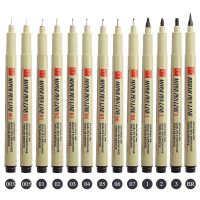 ปากกาไมครอนแบบมีเส้นสีดำขนาด3/3ชิ้นปากกาปากกาพู่กันวาดภาพการ์ตูนเครื่องเขียนสำหรับปากกาสำหรับร่างภาพฟินไลเนอร์กันน้ำ