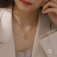 Skyrim Minimalist Round Circle Pendant Necklace Women Stainless Steel Gold Color Clavicle Chain Choker Valentine 39;s Day Gift