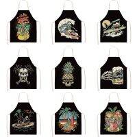 Punk Skull Printing Women Kitchen Aprons Waterproof Cooking oil-proof Cotton Linen Antifouling Chef Apron Cleaning 55x68cm Aprons