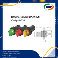 สวิทช์ลูกศรมีไฟ 2NO 12V สีเหลือง ( 3 จังหวะ / บิดค้าง ) # SB7-CK3Y65-12