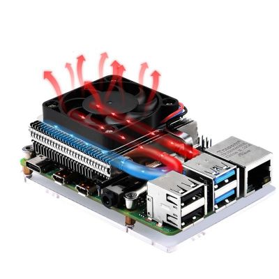 PWM Tower Cooling Fan for Raspberry Pi 3B/3B+/4B PWM Speed Regulating Cooling Thermal Cooling Device with Thermal Pad