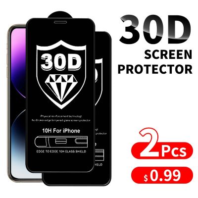 [spot goods]กระจกเทมเปอร์2ชิ้นสำหรับ iPhone 14 13 Pro Max 12 11อุปกรณ์ป้องกันหน้าจอ IPhone XR XS MAX SE 30D ฟิล์มกันรอยแบบเต็ม