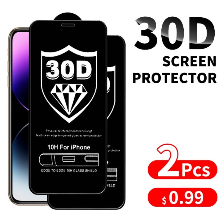 spot-goods-กระจกเทมเปอร์2ชิ้นสำหรับ-iphone-14-13-pro-max-12-11อุปกรณ์ป้องกันหน้าจอ-iphone-xr-xs-max-se-30d-ฟิล์มกันรอยแบบเต็ม
