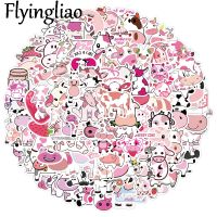 100pcs Lovely pink cow Scrapbooking Stickers Packs Waterproof Skateboard Luggage Motorcycle Guitar Graffiti Kid Toy decals