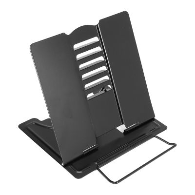 Desk Book Stand Metal Reading Rest Book Holder Angle Adjustable Stand Document Holder Portable Sturdy (Black)
