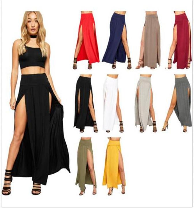 2022-new-arrival-high-waisted-sexy-womens-double-slits-summer-solid-long-maxi-skirt-wholesale-51-valentines-day-gifts