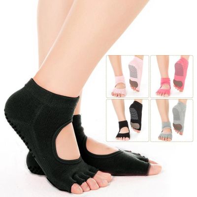 Yoga Toeless Socks Non Slip And Non Skid Sticky Grip Sock Combed Cotton Workout Socks Women And Girls Doing Pilates Barre Ballet