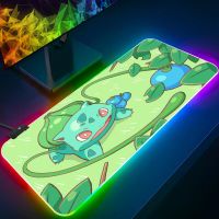 2 Pokemon น่ารัก Bulbasaur RGB เกมส์พีซีแผ่นรองเมาส์เบาะรองเมาส์และคีย์บอร์ด LED เรืองแสงแผ่นรองเมาส์ Ruer คีย์บอร์ดเกม Mausepad