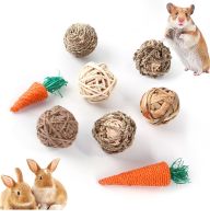 Pet Straw Molars Toy Woven Ball Hamster Chew Toy Corn Carrot Bite Grind Teeth Toys For Rabbit Tooth Cleaning Pet Supplies Hot