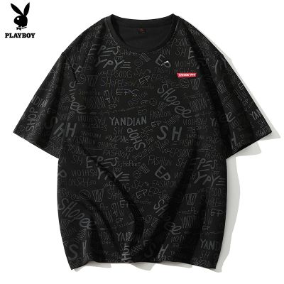 ❍❡™ Playboy เสื้อยืดคอกลม แขนสั้น พิมพ์ลาย สไตล์ใหม่ เหมาะกับฤดูร้อน สําหรับเด็กผู้ชาย