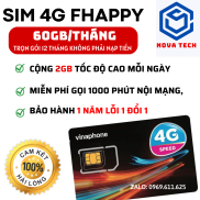 Sim 4G Vinaphone FHAPPY 62GB tháng 2GB NGÀY Thả ga data