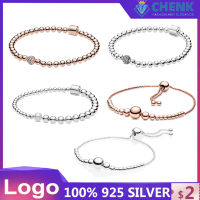 100 S925 Sterling Silver Bracelet With Logo Bead Pavé Bracelet Bangle Suitable for Giving Girls Holiday Birthday Gifts