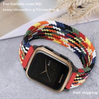 ❏卐۩ 20mm 22mm Nylon Braided Elastic Strap For garmin vivoactive 3 venu SQ Forerunner 245/645 Solo Loop Bracelet For Vivoactive 4