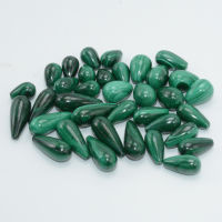 Natural Malachite Half Drilled Round Water Drop Beads 8x12mm 8x16mm 10x15mm, 10 Beads per Lot