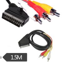 1.5m Scart to RCA Triple 3 x Phono Cable Composite Audio Video Lead