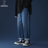 YIPINYOUYOU丨กางเกงยีนส์ขาสั้นกางเกงยีนส์สีดำและสีเทาทรงหลวมทรงตรง Tide Brand Ins Trend Casual Trousers