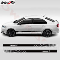 2PCS Car Door Side Stripes Skirt Decor Stickers Vinyl Decal Racing Styling Body Stickers For Skoda Rapid Accessories