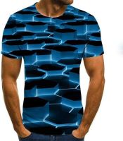 Mens Three-Dimensional T-Shirt Summer 3D Print Crew Neck Funny Daily Casual