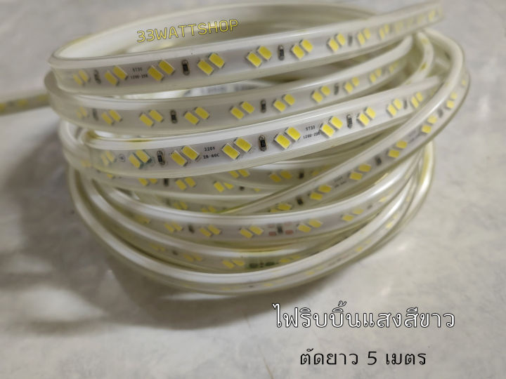 smd-5730-led-striplight-ไฟริบบิ้น-ไฟเส้น-ยาว-5-เมตร-ip65-กันน้ำ-220vac-แสงสีขาว