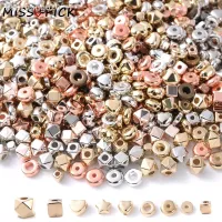 【CW】♀❖☞  100/200/300pcs 3/4/5/6mm CCB Spacer Beads Gold Color Flat Round Loose Diy Jewelry Making Finding Supplies