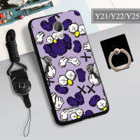 TPU นุ่ม Y21เคสสำหรับ VIVO/Y22/Y25เคสโทรศัพท์คลุมทั้งหมดกล่องทาสีป้องกันการตกหล่น Tputhone ฝามีที่ถือวงแหวนและเชือก