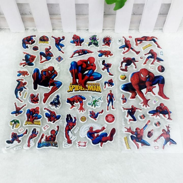 2-4-6-sheets-spiderman-the-avengers-stickers-for-refrigerator-guitar-luggage-waterproof-graffiti-kids-iron-man-hulk-sticker-toys