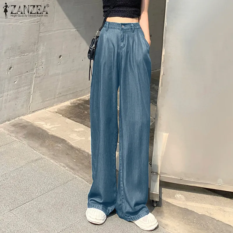 ANZEA Korean Style Women Commute Loose Zipper Plain Pants Versatile Simple  Straight Trousers #10 | Lazada Singapore
