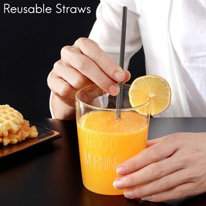 set-of-12-stainless-steel-straws-reusable-metal-drinking-straws-straight-straws-2-cleaning-brushes