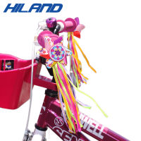 HILAND เด็กจักรยาน H Andlebar กังหันลมสกูตเตอร์ตกแต่งจักรยาน H Andlebar ริบบิ้นที่มีสีสัน Streamers T Assels ที่มีสีสันลำแสง