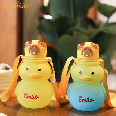 【50off today】650ML duck water cup with straw tumbler botol air viral cartoon plastic gradient cup Aquaflask lanyard big belly straw cup large-capacity water bottle botol kettle