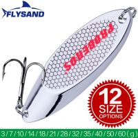 FLYSAND Hard Bait Silver Spoon Jigging Lure Metal Treble Hook Casting Blade Spinner Trolling Spoons Stainless Sheel Spinner Bait