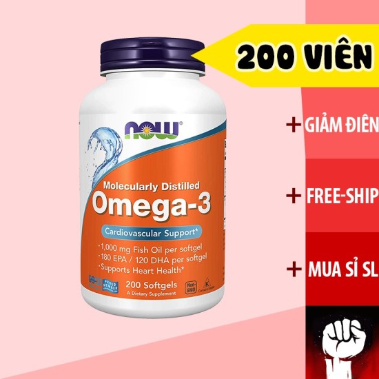 Dầu cá omega 3 now 200 viên - vitamin bổ mắt sáng mắt - ảnh sản phẩm 1