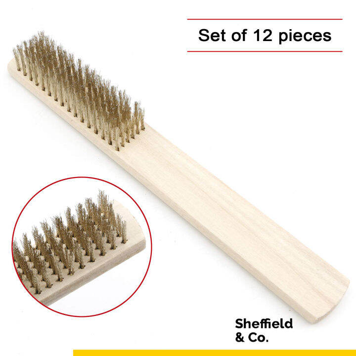 Brass Wire Brush, 6 Rows, Wooden Handle [Box of 12 pcs] Lazada PH