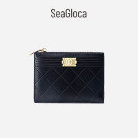 SeaGloca - กระเป๋าสตางค์ใบสั้น Bifold สำหรับผู้หญิง แฟชั่นใหม่ สีทึบ รูปสี่เหลี่ยมขนมเปียกปูน ระดับไฮเอนด์