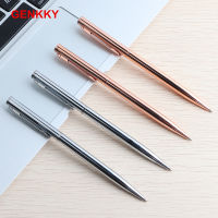 10Pcs Genkky Rose Gold Ballpoint Pen Stainless Steel Rod Rotating Metal Ball-point Pen Stationery Ballpoint Pen
