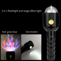 Portable Powerful flashlight 2 in 1 RGB lighting effect DJ Led disco light party show home laser projector Stage Lighting Effect